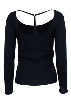 This isn't just your average knit top. The harness design detail at the back adds a punky little vibe to this simple and classic silhouette. We would love to see this stretch knit paired with high waisted jeans and Doc Martens for the best cool chick ensemble. Size L 62% Viscose, 38% Polybutylene Unlined Pullover Long sleeves Round neckline Harness detail at back Bust 30" Waist 22" Shoulder to hem 23" Harness Design, Sewing Lingerie, Rib Knit Top, High Waisted Jeans, Doc Martens, Classic Silhouette, Black Long Sleeve, High Waist Jeans, Round Neckline