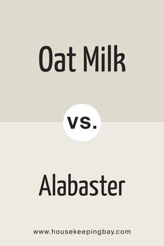 SW 9501 Oat Milk vs. SW 7008 Alabaster Oat Milk Sherwin Williams, Sherwin Williams Oat Milk, Sherwin Williams Ivory Lace Cabinets, Sw Steamed Milk, Sw Ivory Lace, Black And Tan Bathroom, Sw 7008 Alabaster, Extra Creamy Oat Milk Recipe, Guest Bedroom Colors