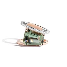 Prasiolite & White Diamond PERA Ring Diamond Backdrop, Selin Kent, Prasiolite Ring, High Fashion Jewelry, Shades Of Gold, Enamel Ring, Fine Jewelry Collection, Green Amethyst, White Rose Gold