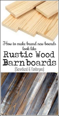 wooden boards are stacked on top of each other with the words rustic wood barn boards