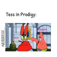 an image of two cartoon characters with the caption'test in prodigy '