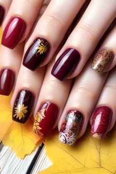 Rich, bold and beautiful. Burgundy nails for fall. #FallNailInspo #WineRedNails #NailGoals Nail Designs Burgundy, Nail Designs For Fall, Burgundy Nail Designs, Nails For Fall, Dark Red Nails, Wine Nails, Red Nail Art, Spring Nail Designs, Red Fall