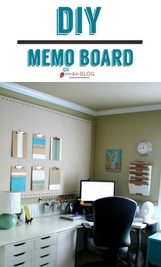 a white desk topped with a computer monitor next to a wall covered in memos