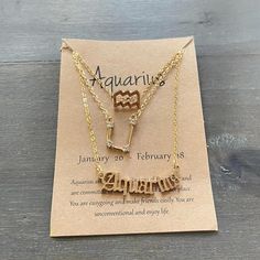 New women’s Aquarius Necklace Set! Three piece jewelry set. 


#Aquarius #jewelry #astrology #gold #birthday Aquarius Jewelry, Aquarius Necklace, Gold Birthday, Accessories Jewelry Necklace, Making Friends, Three Piece, Women Accessories Jewelry, Enjoy Life, Necklace Set