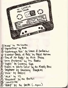 a drawing of an old school cassette with the words to charlie from afar on it