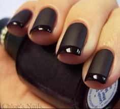 Nair Art: Fancy Black Nails Design Idea Black French Manicure, French Manicure Nail Designs, Manicure Nail Designs, French Manicure Nails, Manicure Tips, Manicure Y Pedicure, Nail It, Matte Nails, Nails Coffin