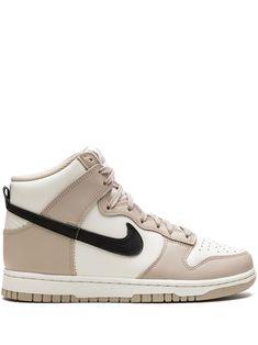 Nike Dunk High "Fossil Stone" Sneakers - Farfetch Womens Nike Dunks High, Woman Nike High Top, Shoes Nike High Tops, High Top Nike Shoes Women, Hightop Nike Shoes Women, Women’s Nike Dunk High Outfit, Nike Shoes High Tops Women, Dunk High Top Outfit, Cute Shoes High Tops