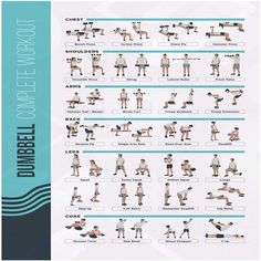 the dumbbell workout poster shows how to do it