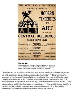 an advertisement for the arts league of service, with information about its art and design