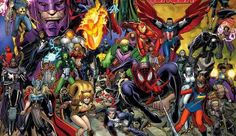 the avengers team is surrounded by many different characters