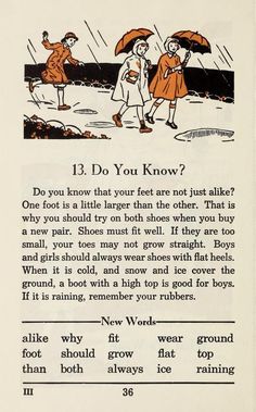 an old children's book about how to use umbrellas in the rain and snow