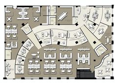 an office floor plan with several tables and chairs