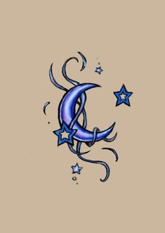 a crescent and stars tattoo design on a tan background