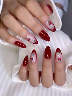 Cherry Pedicure Designs, Cherry Nail Ideas, Cherry Nails Designs, Nail Decor, Style Nails, Pedicure Designs, Fancy Nails Designs, Nail Shimmer