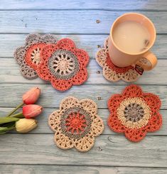 Ornate Coasters - Free Crochet Coaster Pattern - The Crochet Fix Free Crochet Coasters, Easy Crochet Gifts, Free Crochet Coaster Patterns, Crochet Coasters Pattern, Small Crochet Projects, Funky Mug, Placemats Crochet, Keep Cup, Coaster Crochet