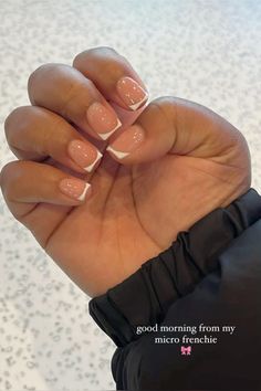 Natural Nail Overlay Short, French Tip Nails On Natural Nails, French Nails On Natural Nail, Natural Nail French Manicure, No Chip Manicure Ideas Short Nails, French Nails Natural Nail, Short Nails Black Girls Ideas, French Tip On Real Nails, Overlay Nails French Tip