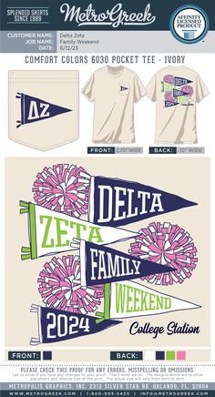 Sorority Game Day Shirts, Delta Zeta Philanthropy Shirts, Sorority Football Shirts, Family Weekend Sorority Shirts, Sorority Parents Weekend Banner, Sorority Event Shirts, Sorority Parents Weekend Shirts, Family Day Tshirt Design Ideas, Sorority T Shirt Designs