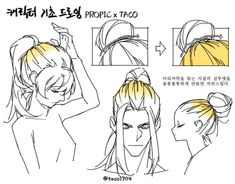 Ponytail Drawing, Drawing Hair Tutorial, 얼굴 드로잉, Hair Reference