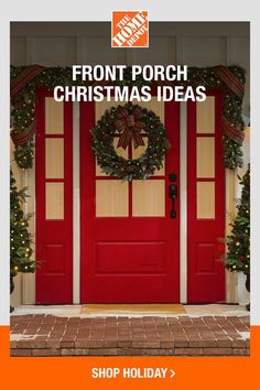 front porch christmas ideas shop holiday wreaths and garlands on red doors with brick walkway