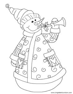 a coloring page with a clown playing the trumpet