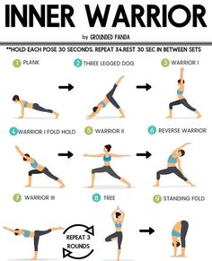 a poster showing how to do an inner warrior yoga pose with instructions for beginners