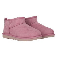 Pink suede ankle boots with a cozy shearling lining and durable sole. Ultra Mini Boots, Boots For Girls, Mini Boots, Kids Uggs, Cozy Fits, Pull Tab