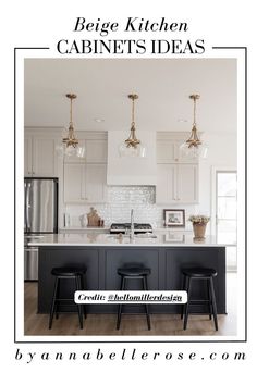 If you’re looking for beige kitchen cabinet color ideas, then you’ve come to the right place. This post is all about the most gorgeous beige paint colors for your kitchen that you’ll love. Greige Cabinets With Black Countertops, Beige Kitchen Cabinet Colors, Grey Kitchen Inspiration, Anthracite Kitchen, Cream Colored Kitchen Cabinets, Cabinet Color Ideas, Beige Kitchen Cabinets, Charcoal Kitchen, Greige Kitchen