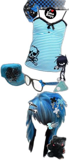 alternative blue scene emo outfit clothing collage Scene Outfits Emo, Cybergoth Outfits, Future Collage, Epic Outfits, Baby Aesthetic, Frutiger Aero