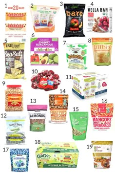 the top ten healthy snacks that are packed in bags and ready to be eaten for lunch