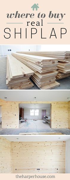 the before and after shots of a house being built with wood planks on the floor