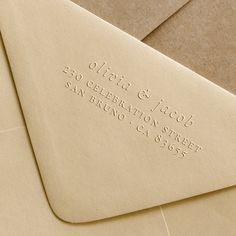 two envelopes with address stamps on them