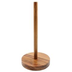 a wooden toilet brush holder on a white background