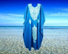 Blue Caftan, Rag Skirt, Beach Caftan, Colorful Maxi Dress, Stylish Skirts