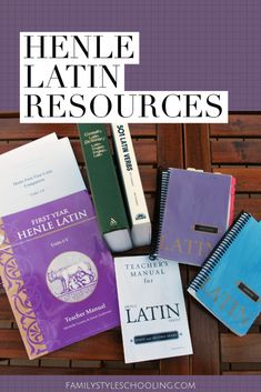 there are many books on the table with text overlay that reads heme latin resources