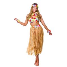 Womens Hawaiian Party Girl 5 Piece Set Halloween Costume One Size Hawaiian Fancy Dress, Fancy Dress Womens, Party Outfit College, Wicked Costumes