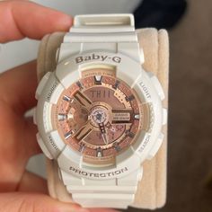 White And Rose Gold. Minimal Wear. Many More Features Not Listed Baby G Watch Woman, Baby G Shock Watches, G Shock White, G Shock Watch, Baby G Shock, G Shock Watches, Baby G, G Shock, Accessories Watches