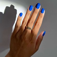 Nail Art Bleu, Cobalt Blue Nails, Checkered Nails, Blue Nail Color, Royal Blue Nails, Nail Art 3d, Summer Nail Polish, Squoval Nails