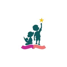 two children holding up a star above their head, with the word's name below them