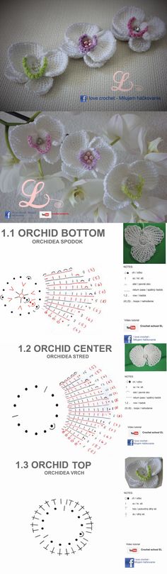 the instructions for how to crochet an orchid flower with pictures and text on it