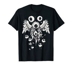 PRICES MAY VARY. Creepy eyes with wings print. Perfect if you like weird things, punk, grunge, emo and harajuku aesthetic. Awesome idea for your punk, grunge girlfriend or boyfriend. Lightweight, Classic fit, Double-needle sleeve and bottom hem Grunge Clothing, Soft Punk Fashion, Fairy Grunge Graphic Print Tops For Streetwear, Emo Graphic Print Crew Neck T-shirt, Emo Graphic Print T-shirt For Alternative Fashion, Cheap Black Emo T-shirt, Black Fairy Grunge T-shirt For Streetwear, Emo Graphic T-shirt For Alternative Fashion, Fitted Cotton Emo T-shirt