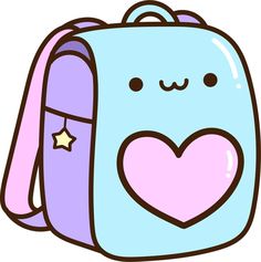 a cartoon backpack with a heart on the front and star in the back, it is blue