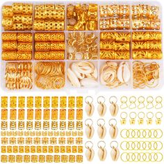 PRICES MAY VARY. Enough Quantity: You will received 202 pieces braids hair jewelry with storage box. Total 11 different shapes, include 130 pcs hair beads, 12 pcs rhinestone hair cuffs, 40 pcs braid hair rings, 10 pcs shell hair pendent, 5 pcs heart shape hair charms, 5 pcs butterfly shape DIY hair pendent charms, large quantity for your daily use. Sturdy Material: These dreadlocks hair beads are made of high quality aluminum and alloy, which has good ductility and toughness. Lead-free and nicke Diy Hair Rings, Locs Jewelry, Braid Rings, Hair Jewelry For Braids, Hair Braid Beads, Hair Braid Rings, Hair Loop, Braids Locs, Braid Accessories