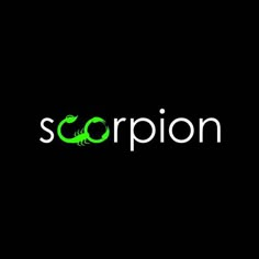 the scorpion logo is green and white on a black background, it appears to be an insect