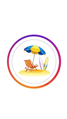 a beach scene with two chairs and an umbrella