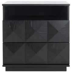 an image of a black cabinet with geometric design