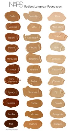 Different Shades Of Foundation, Nars Foundation Shades, Find Your Foundation Shade, Nars Foundation, Skin Tone Makeup, Tone Makeup, Foundation Swatches, Makeup Contouring