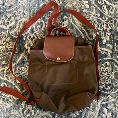 Olive Green Good Condition, Leather In Slightly Worn. Longchamp Backpack, Longchamp Bags, Olive Green, Bag Lady, Backpacks, Green, Women Shopping, Leather