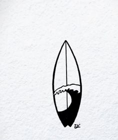 a black and white drawing of a surfboard