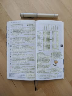 an open notebook with some writing on it