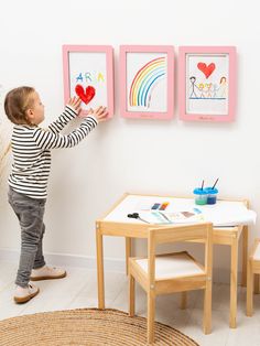 Showcase your little one's imagination and creativity with our elegant artwork display frame. Designed for convenience and accessibility, each frame can effortlessly hold multiple pieces of art or function as stylish wall decor. The interior of this easy-to-change artwork frame is sturdy, ensuring your child's masterpieces stay securely in place. Utilize the built-in hook of every white child artwork frame for easy display of your child's creations. Available in different colors, this versatile item complements any interior style. Whether hung as a portrait in the living room, bedroom, study, or office, it adds a touch of warmth and charm to any space. Crafted by hand from eco-friendly wood, our artwork display and storage frame is mom-approved for its non-toxic, indoor-safe materials. It Framing Kids Artwork Wall, Kid Colorful Art Frames, Shiplap Kids Art Display, Kids Artwork Storage, Kids Picture Frames, Frame Kids Art, Stylish Wall Decor, Elegant Artwork, Personalized Picture Frames